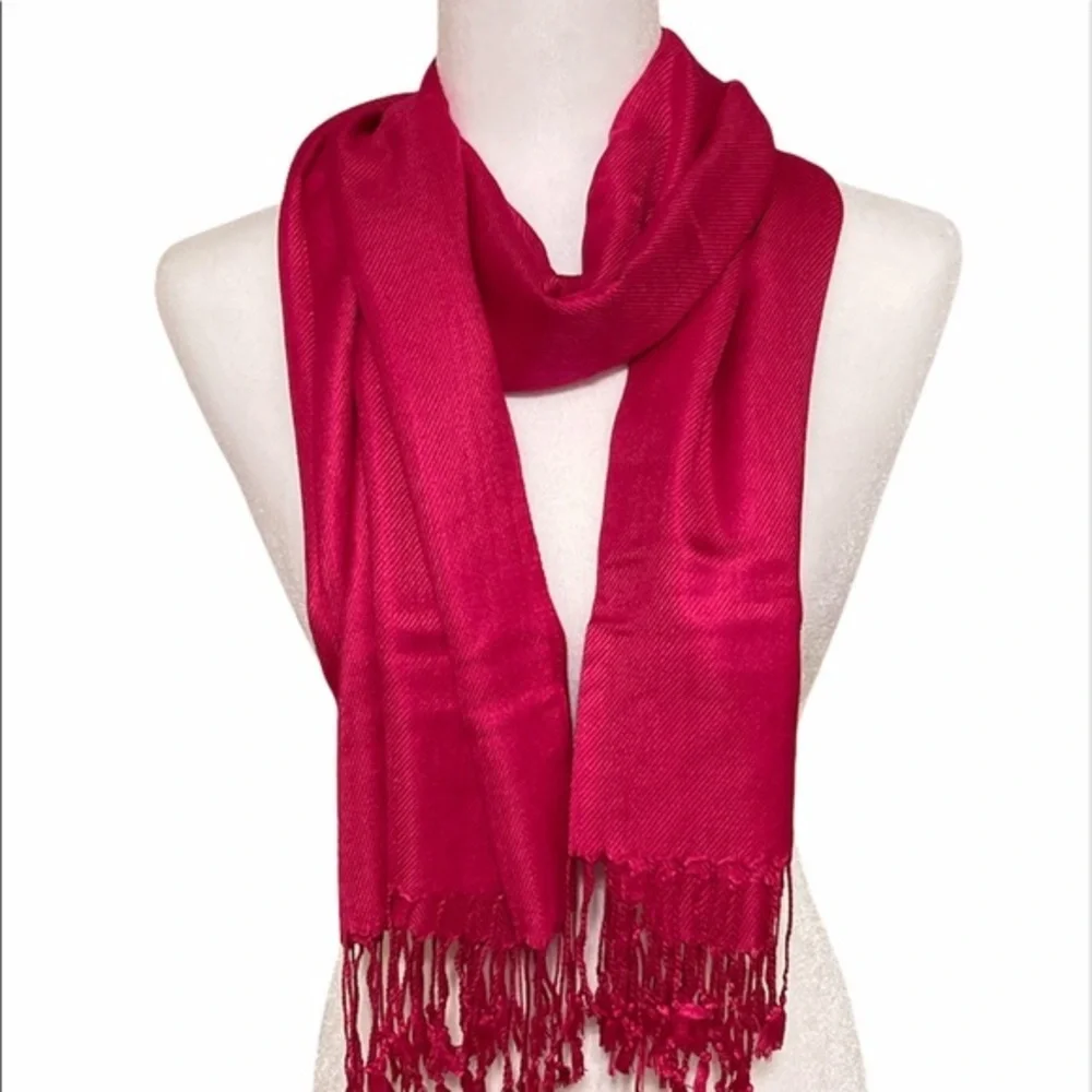 HOT PINK Pashmina Silk Scarf Wrap NEW